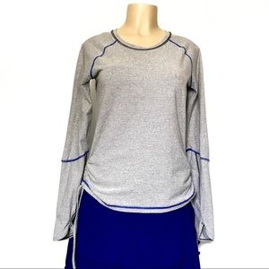Lucy Stripe Cinch Side Active Top Mesh Sz M. A1-32